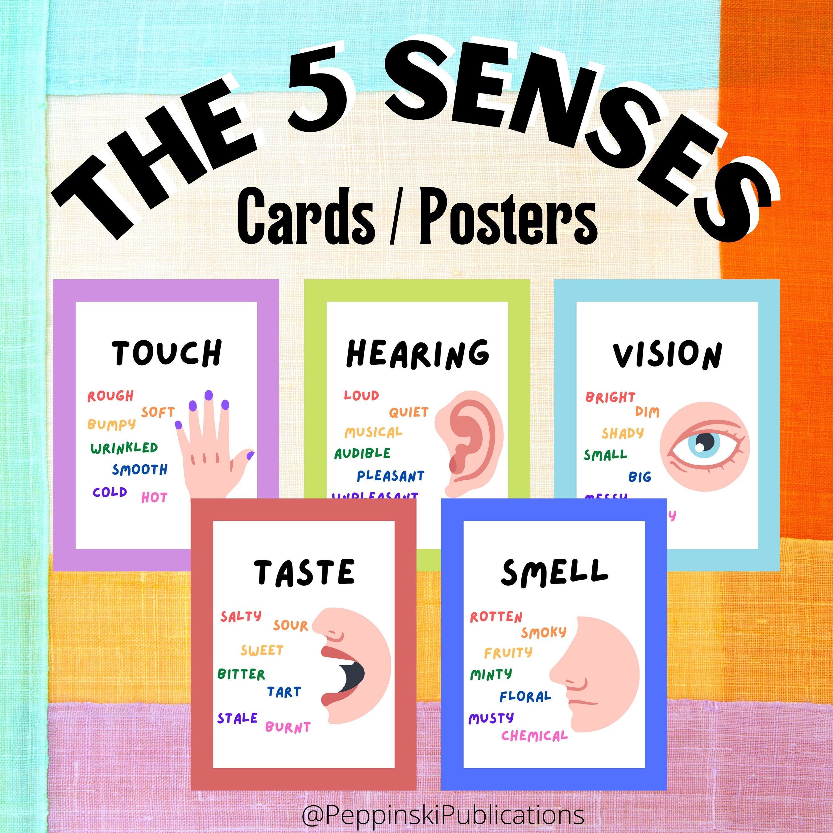 The 5 Senses Posters Printable Pre k Kindergarten Classroom The 5 Senses Posters Printable Pre k Kindergarten Classroom