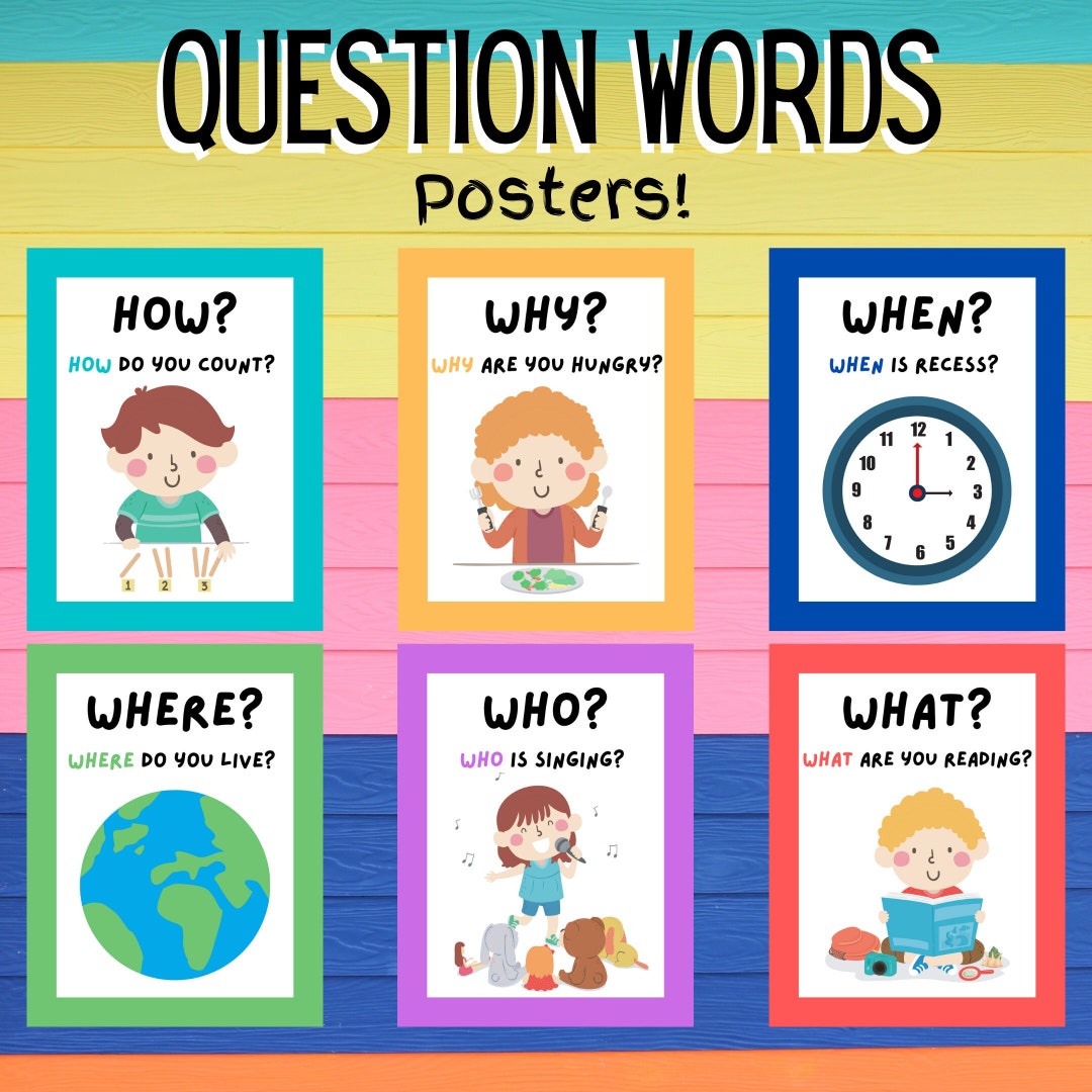 Question Words Posters Pre k Resource Kindergarten Classroom Decor 