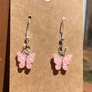 Pink and Purple Hypoallergenic Drops of Butterflies Dangle Earrings - Purple/Gold or Pink/ Silver - Earrings for Women - Mother’s Day Gift