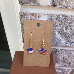 Hypoallergenic Fourth of July USA Flag Star Earrings - Fourth of July Earrings