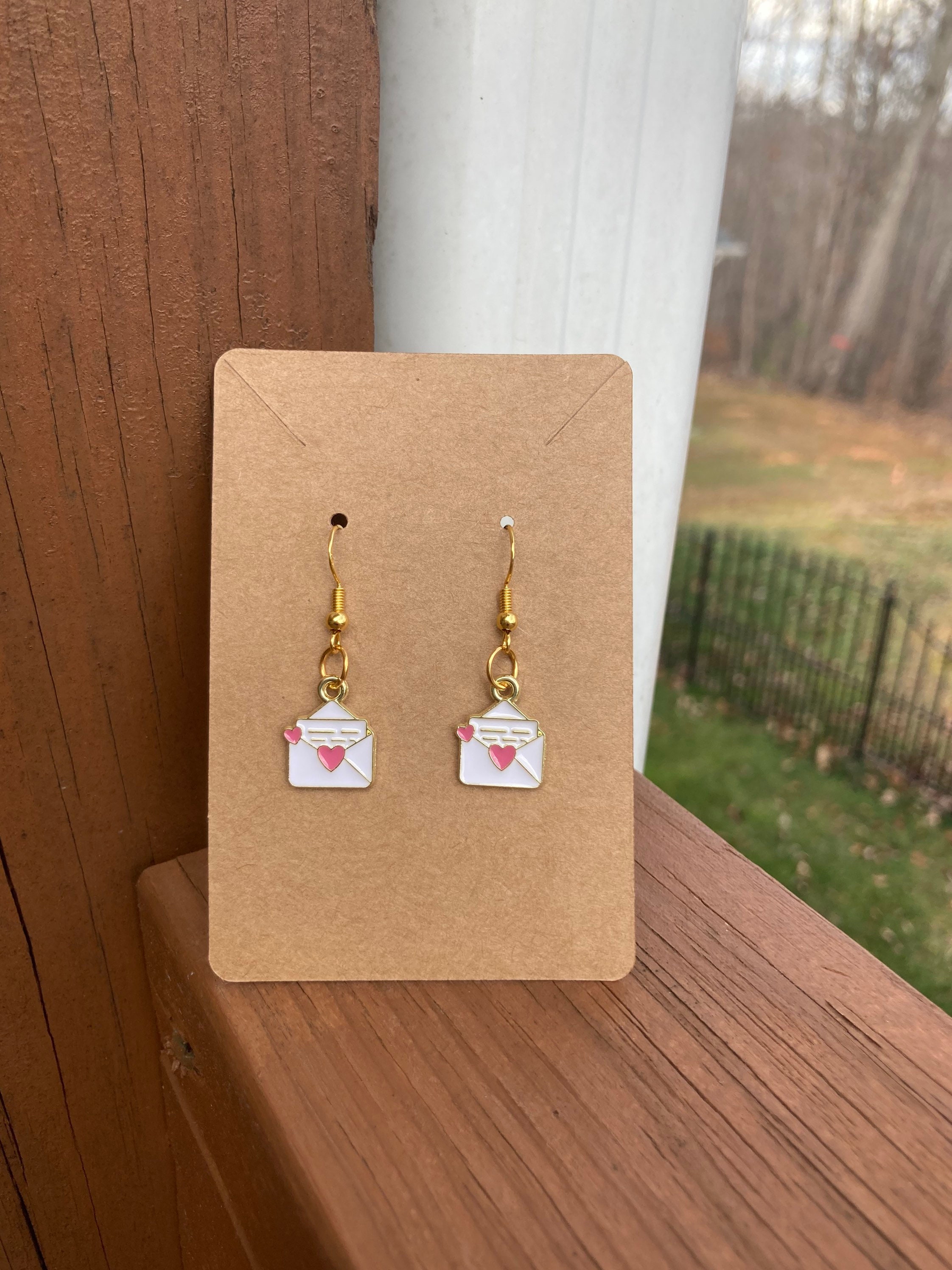 Valentines Earrings//love Letter Earrings// Flower Earrings// Wood