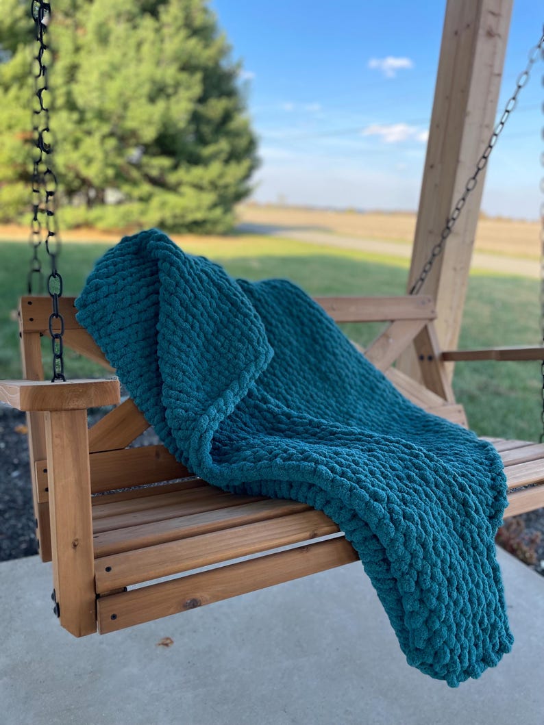 Chunky Knit Throw Blanket | Soft Chenille Knotted Blanket - Etsy