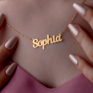14K Solid Gold Name Pendant, Real Gold Name Necklace, Personalized Name Jewelry, Gold Handmade Jewelry, Necklace for Her, Personalized Gift