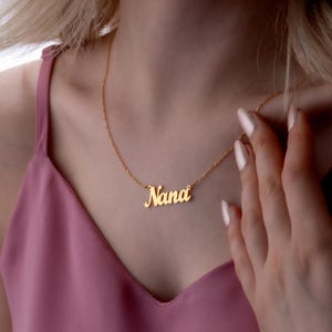 Minimalist Name Necklace, 14K Solid Gold Name Pendant, Real Gold Name Jewelry, Gold Handmade Necklace, Everyday Jewelry, Gift for Wife