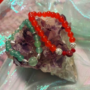 Chakra/Birthstone 7inch, 8mm Authentic Crystal Beads, Stretch Bracelet&#39;s. Your Choice from 2. First, Garnet, Red Agate,Second is Aventurine