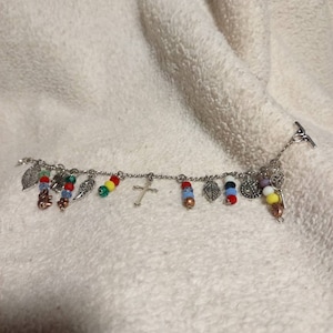 Homemade, Dia De los Muertos, Inspired, 7inch Antique Silver/Victorian, 6/8/10/12mm, stainless steel charm bracelet
