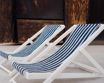 Odoria 1/12 Miniatur Strandstuhl & Flip Flops – Liegestuhl 11,1 Cm + Flip Flops 2