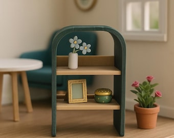 Dollhouse Miniature Arched Shelf | Modern Mini Furniture | 1:12 Scale Display Unit | Mini Home Decor