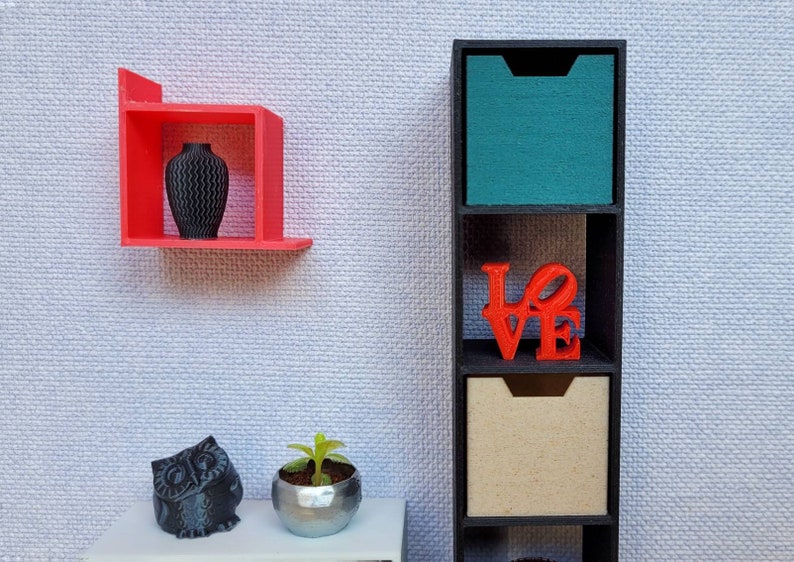 Tall 5 Cube Storage Unit, Miniatures Shelving, Shelving for Dollhouse