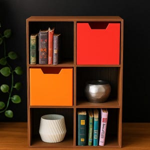 Bookcase for dolls, 6 Cube Shelving Unit, Miniatures Shelving Unit, Storage Shelving for Dolls, Shelving for dollhouse, Dollhouse Furniture