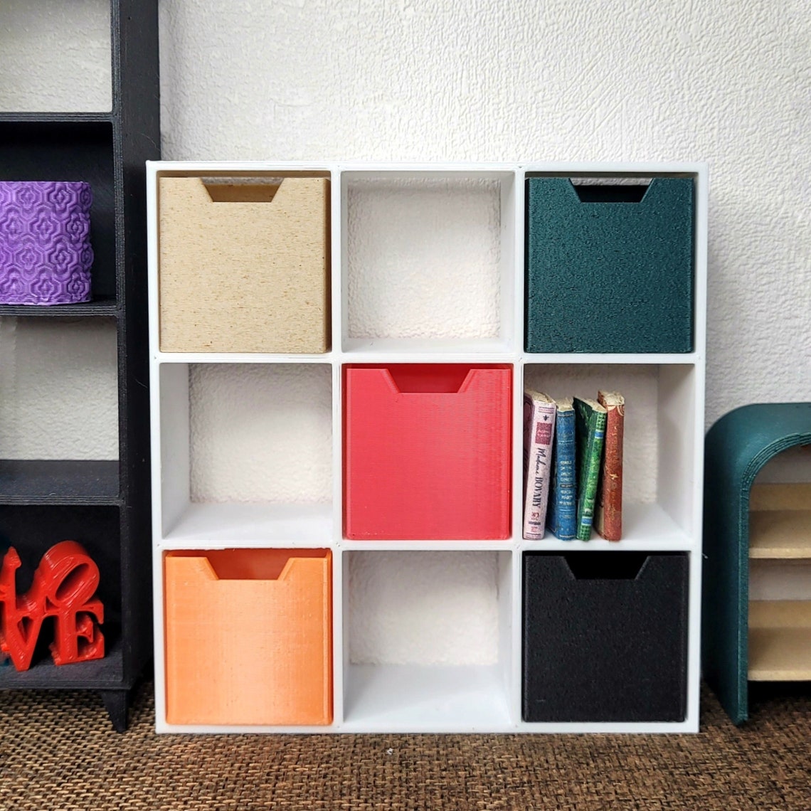 9 Cube Open Shelving Unit, Open Case Bookshelf, Miniatures Shelving ...