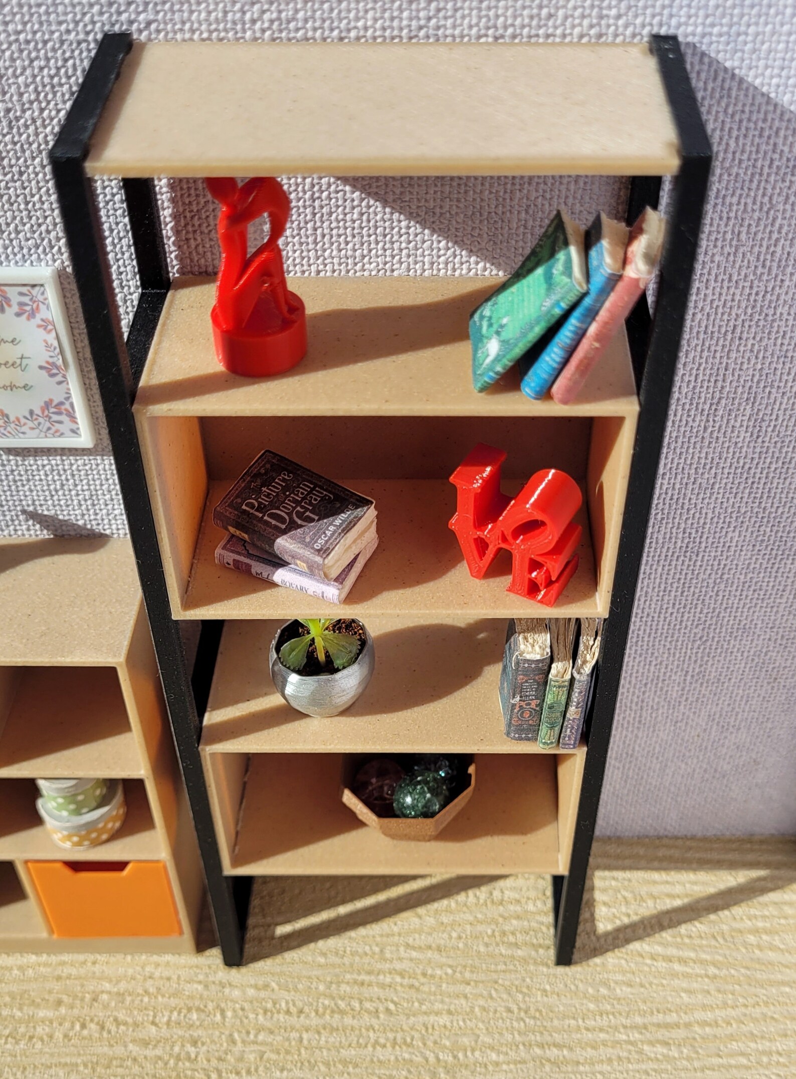 Miniature Collection Rack 1:12 Scale Miniature Tall Bookshelf, Dollhouse Shelving Unit, Storage ...