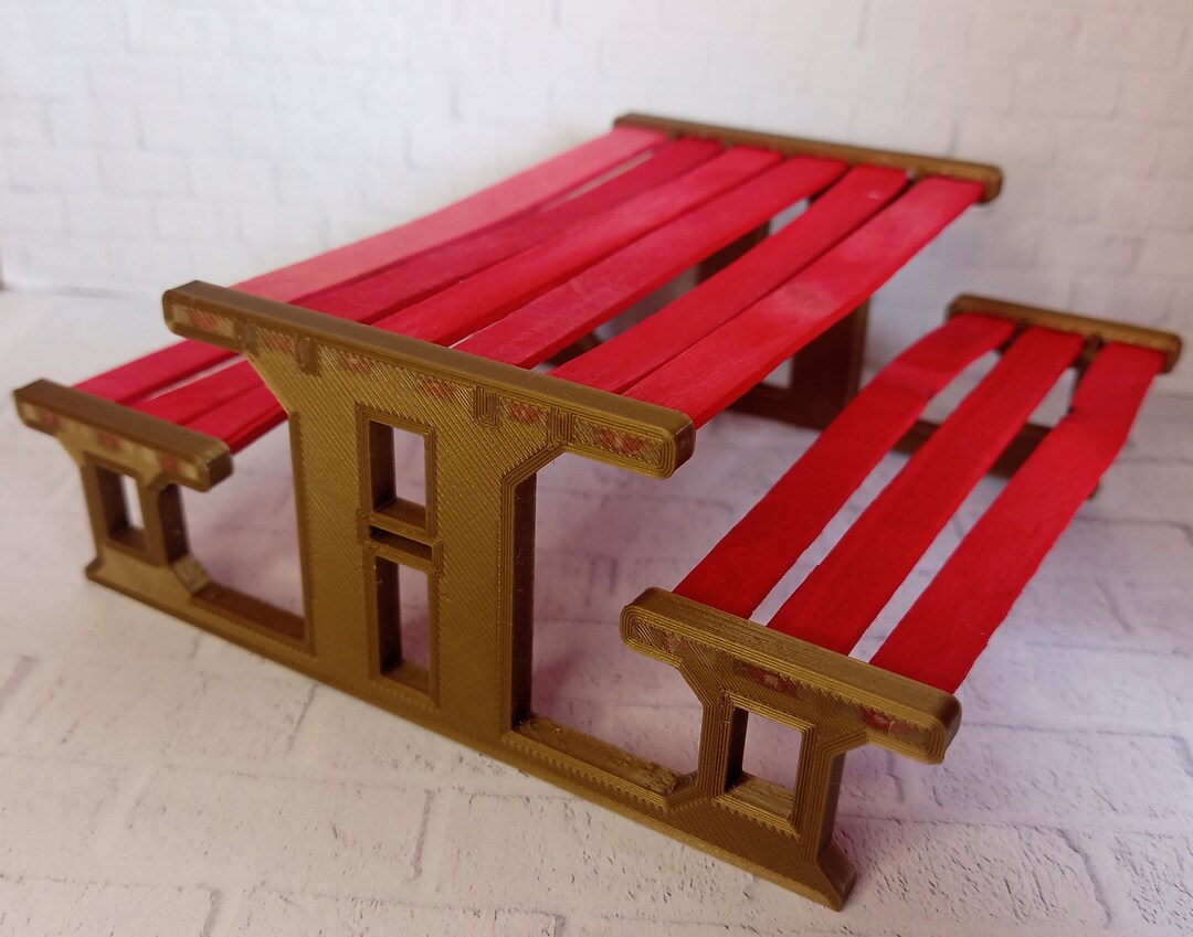 Picnic Table for Dolls, Wooden Picnic Table, Miniature Wooden Table