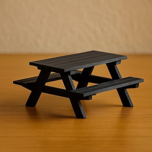 Miniature Dollhouse Picnic Table - 1:12 Scale Outdoor Furniture for Dioramas and Gardens
