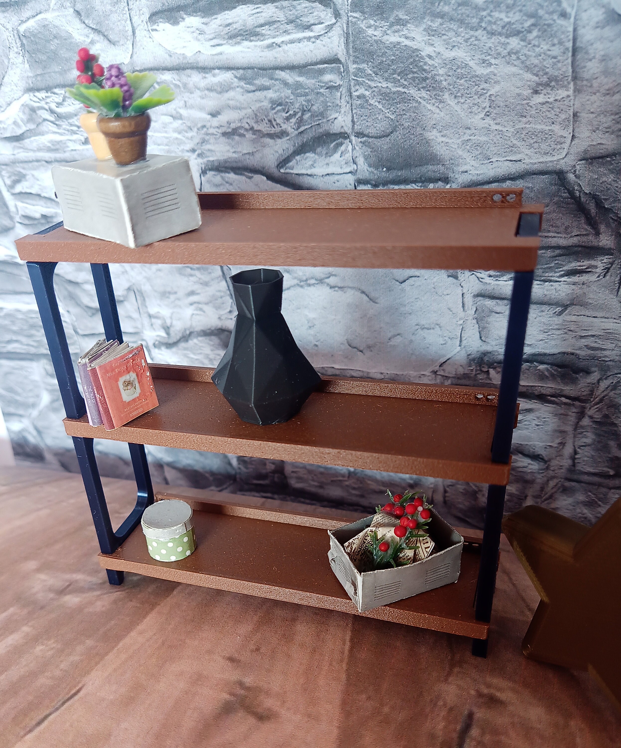 Miniature Dollhouse Shelving, Walnut Wood Rack, 1:12 Scale - Etsy