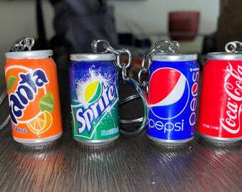 Soda Pop Bottle Keychain Pendent Charm New Coca-Cola, Pepsi, Sprite, Fanta