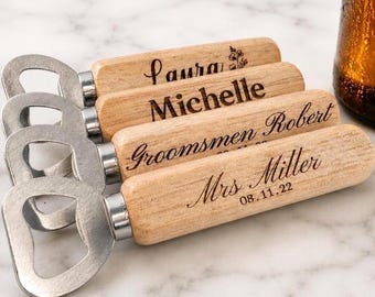 Ouvre-bouteille en bois personnalisé | Ouvre-bouteille personnalisé gravé au laser | Cadeau de garçon d'honneur, ouvre-bière, cadeau de mariage, cadeau d'anniversaire pour papa