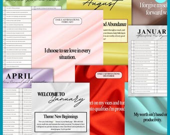 Afirmaciones imprimibles / Lista de más de 365 afirmaciones, afirmaciones diarias, salud mental, descarga instantánea en PDF, paquete de 365 afirmaciones diarias