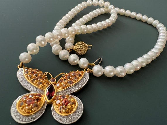 Perlenkette 750 mit Anhänger aus 14 Karat Gold mi… - image 4