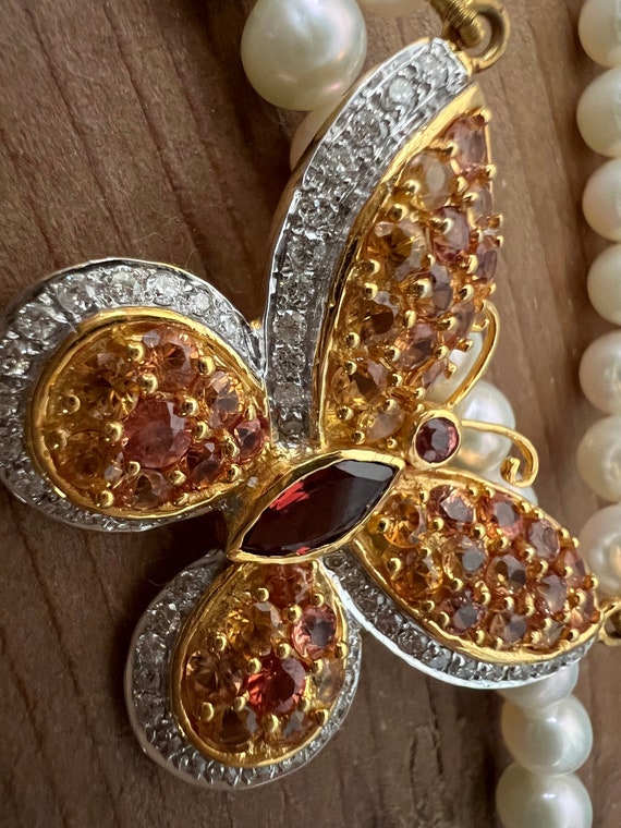 Perlenkette 750 mit Anhänger aus 14 Karat Gold mi… - image 1
