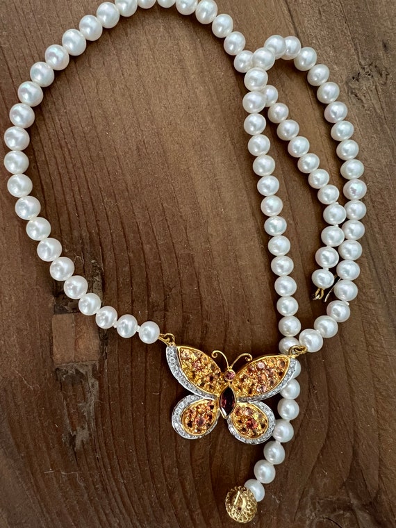 Perlenkette 750 mit Anhänger aus 14 Karat Gold mi… - image 3