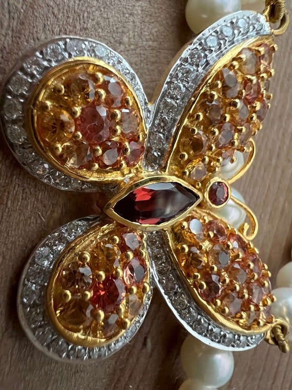 Perlenkette 750 mit Anhänger aus 14 Karat Gold mi… - image 9