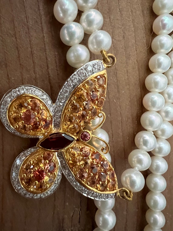 Perlenkette 750 mit Anhänger aus 14 Karat Gold mi… - image 2