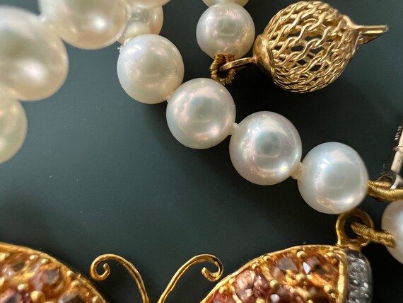 Perlenkette 750 mit Anhänger aus 14 Karat Gold mi… - image 7