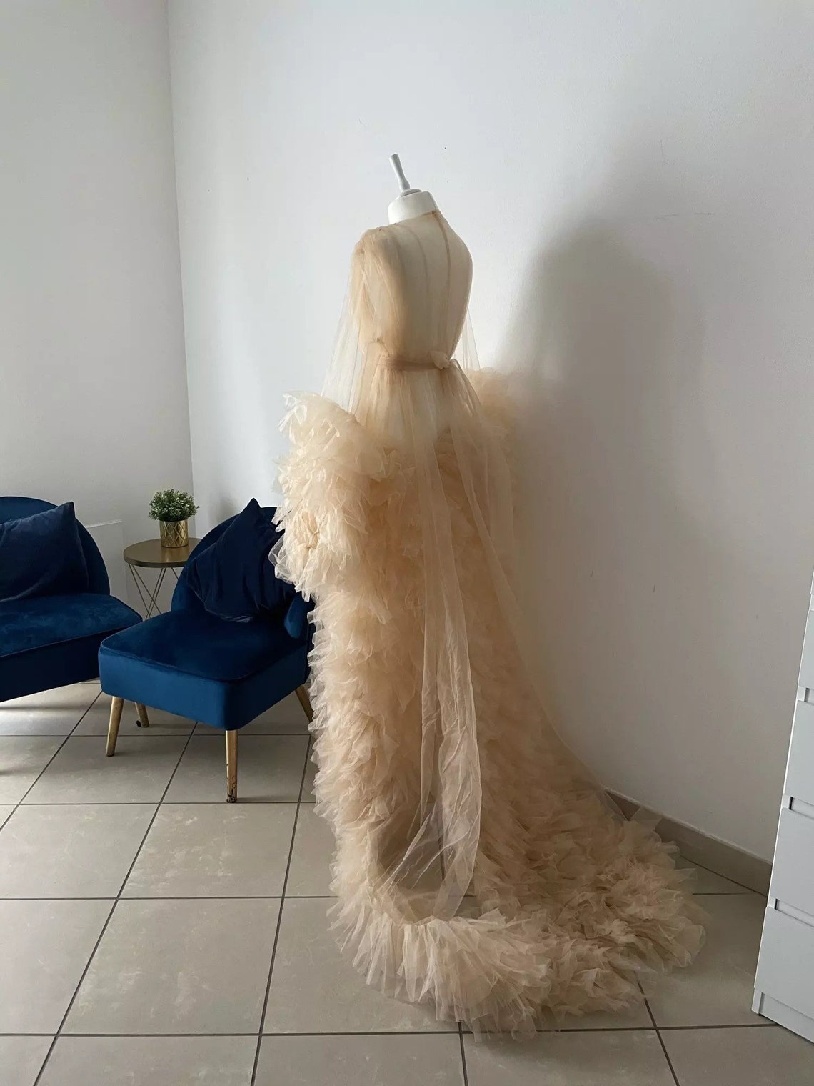 tulle ruffle robe