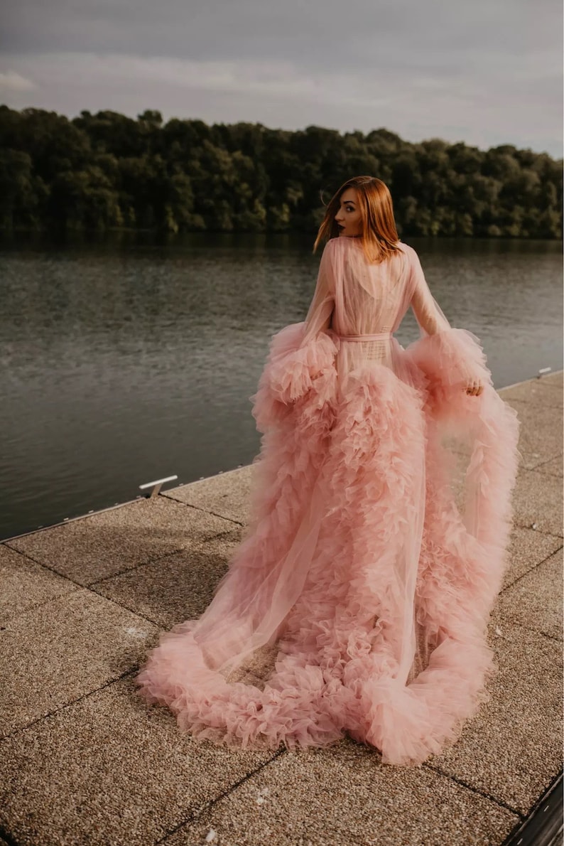 tulle ruffle robe