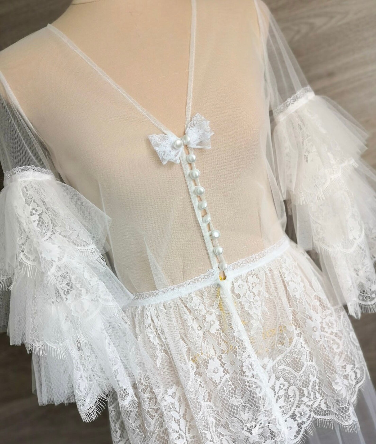 tulle ruffle robe