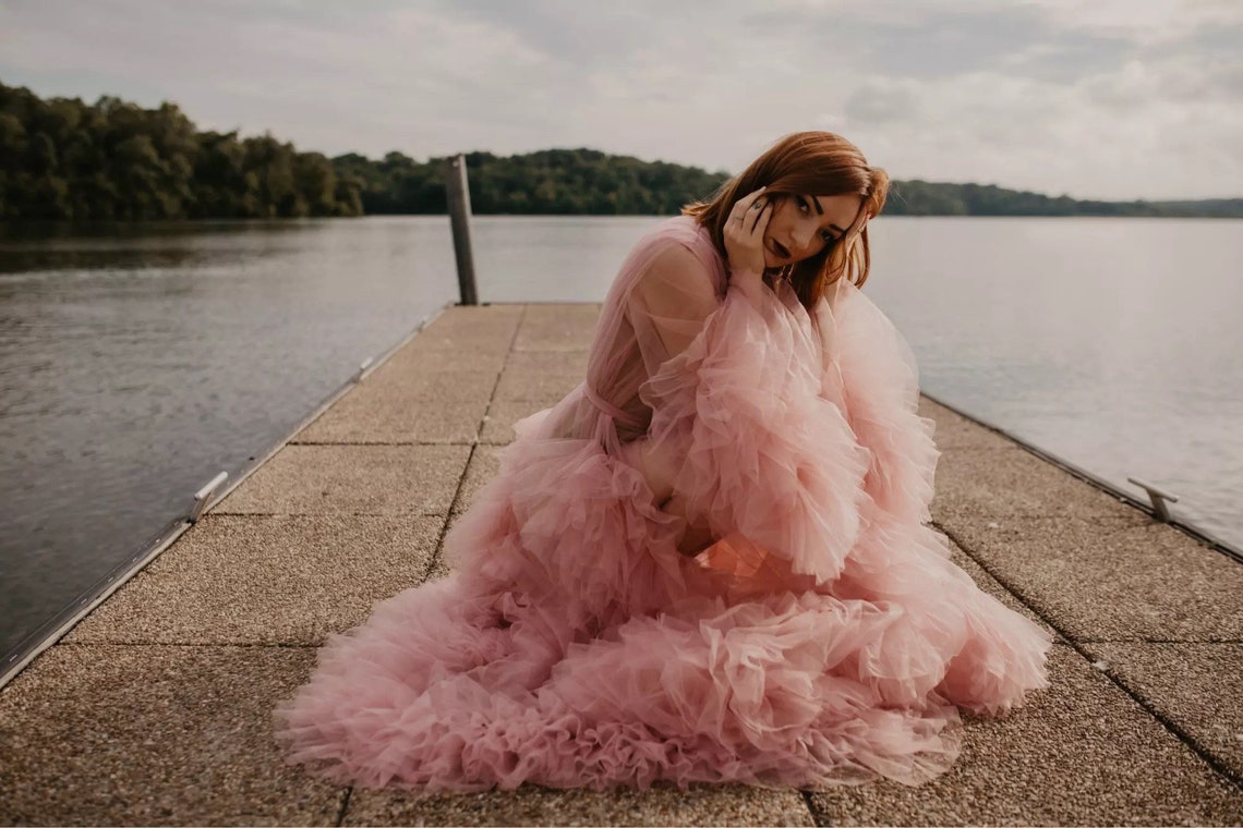 tulle ruffle robe