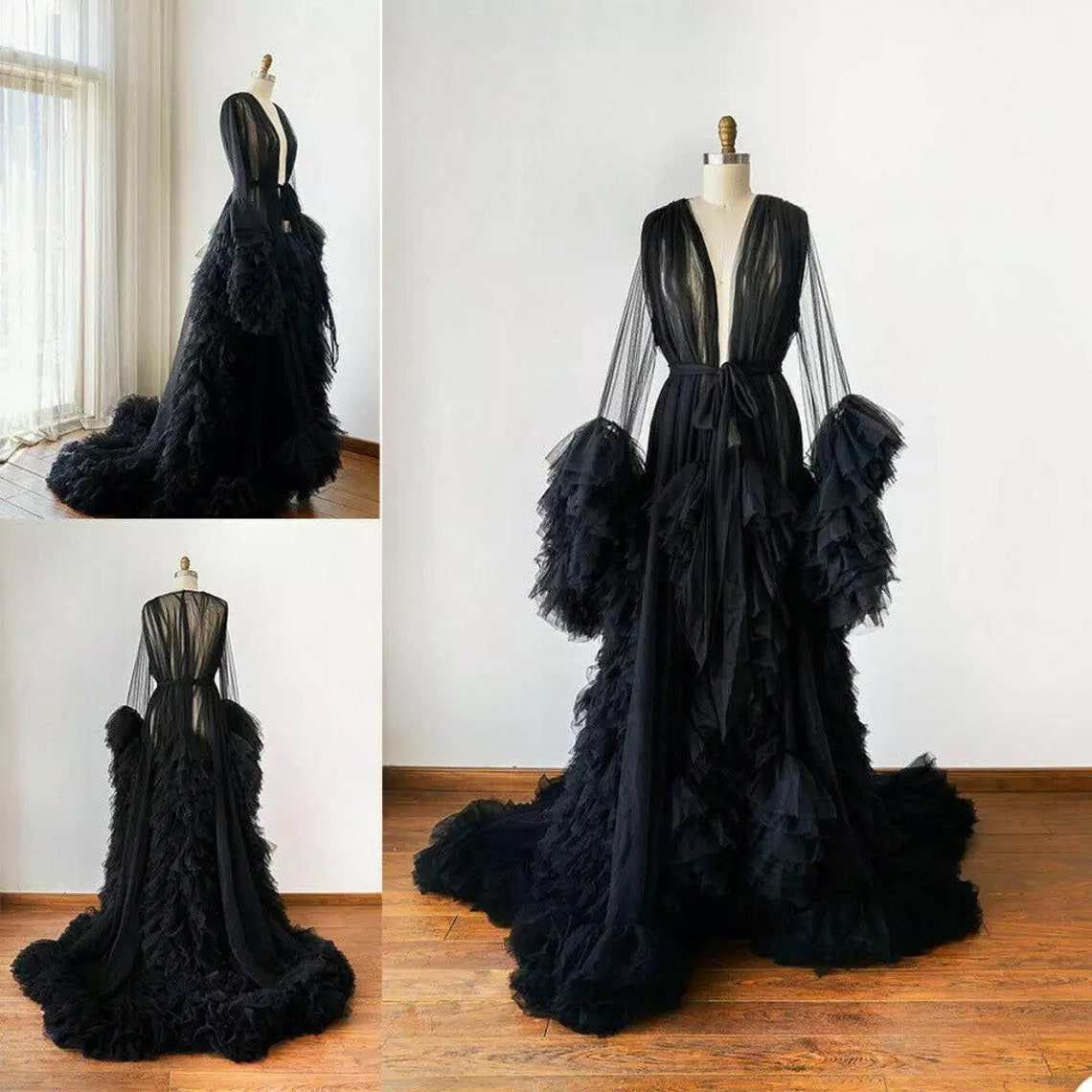 tulle ruffle robe
