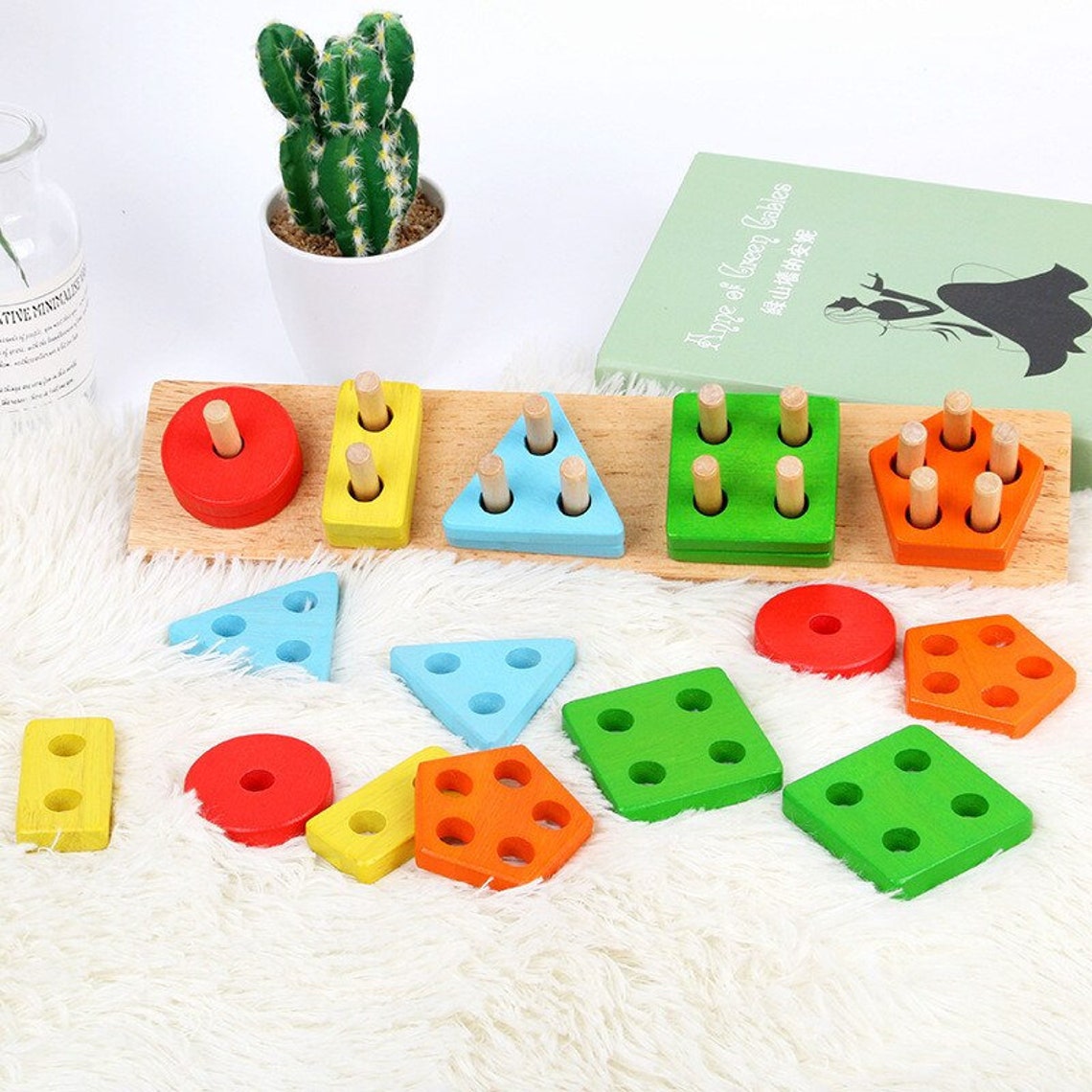 Wooden Sorting Stacking & Color Learning Toy Educational - Etsy