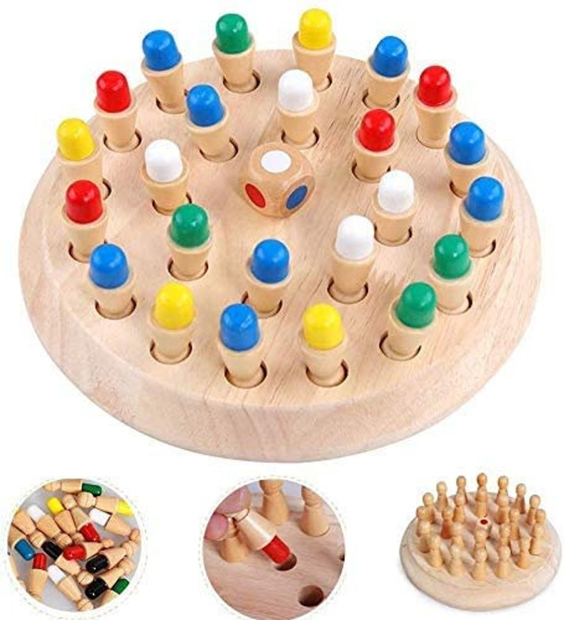 Wooden Memory Matchstick Chess Game Educational Toy Cognitive Etsy