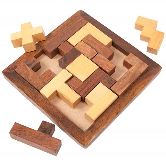 Rompecabezas cuadrados madera / Juegos familiares madera - Etsy España