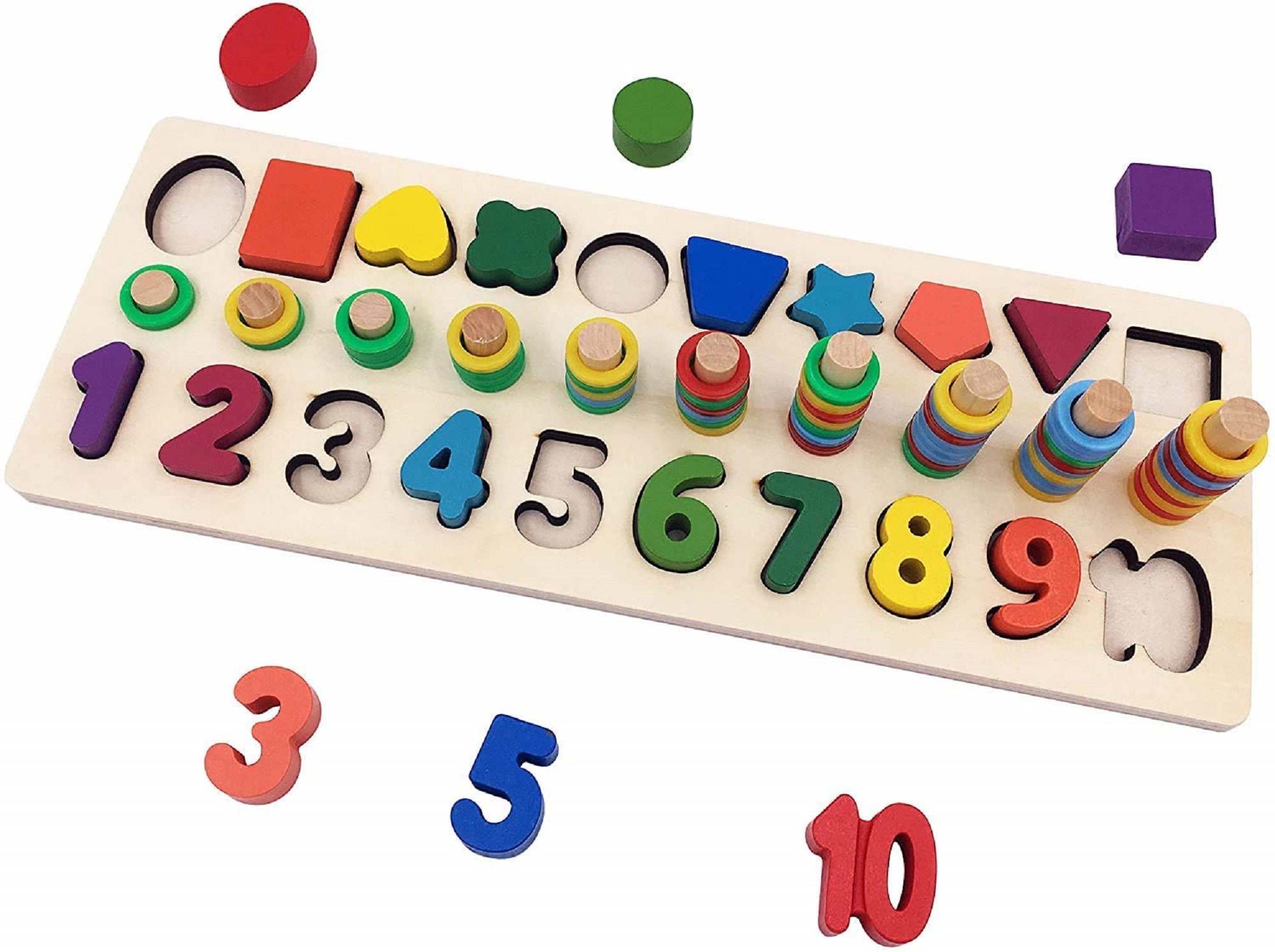 Wooden Number Puzzle Math Game for Toddlers Number Counting Etsy