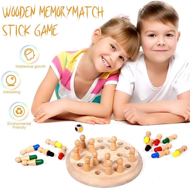 Wooden Memory Matchstick Chess Game, Educational Toy Cognitive Ability