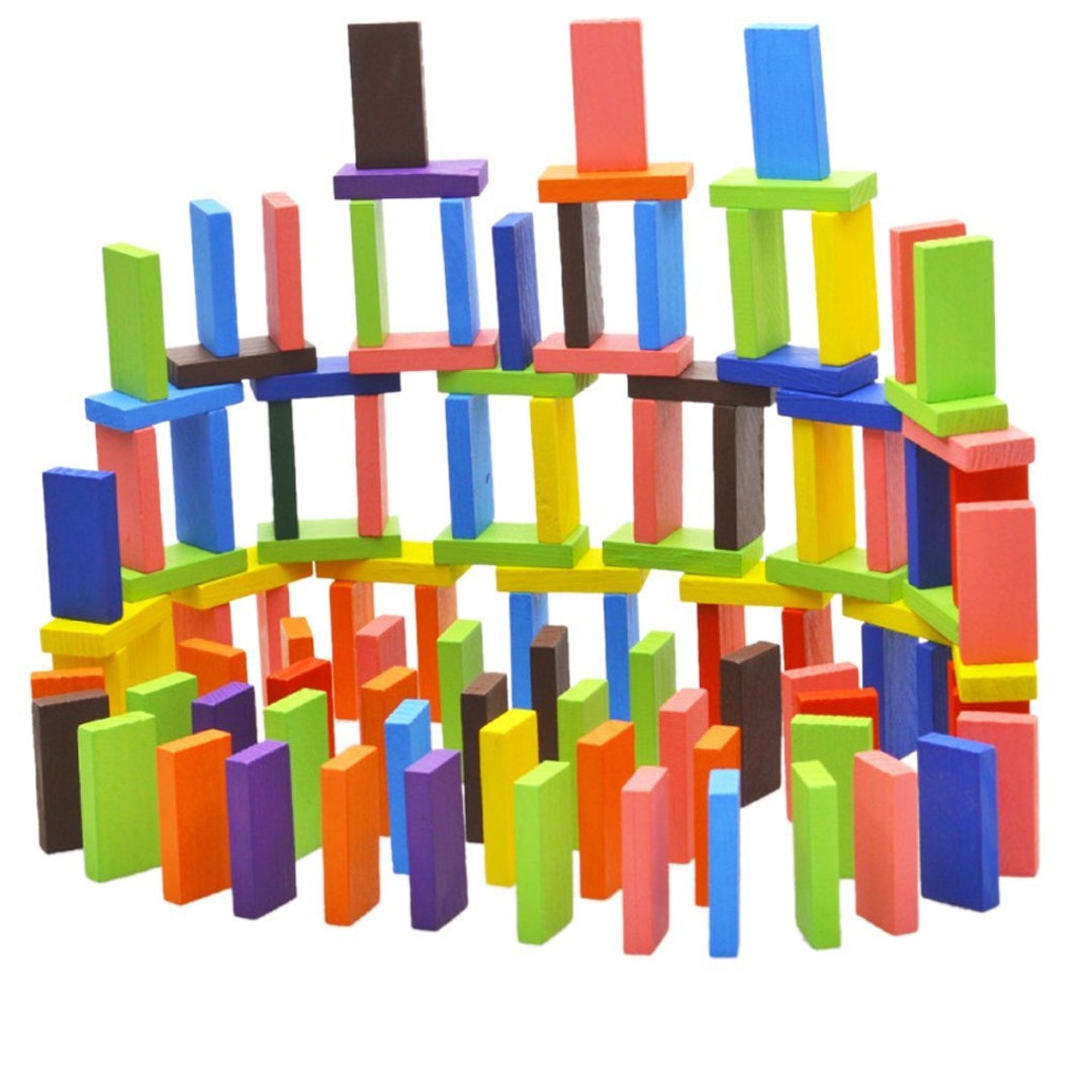 120Pcs/Set Colorful Dominoes Wooden Blocks Children Early Educational Play  Toy Domino Block