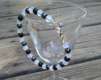 Reiki Infused Bracelet -- Hematite, Onyx, Moonstone (Grounding, Fertility, Childbirth)