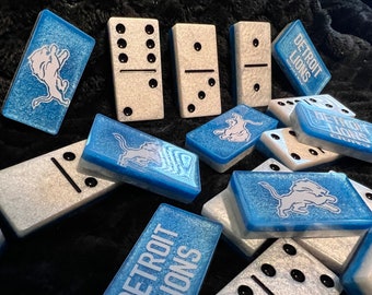 Custom NFL dominoes Detroit Lions - family game night - handmade bones double six