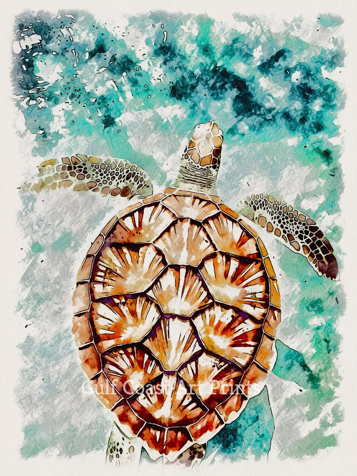 Florida Sea Turtle Digital Download Art Print Gulf Coast Art Etsy