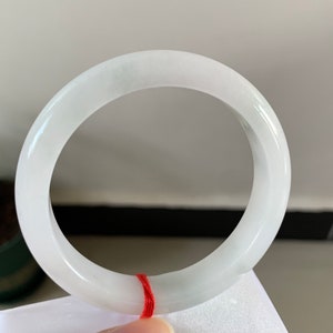 55,8 mm Certyfikowany Birmański Naturalny Biały Zielony Jadeit Jadeit Bransoletka Okrągła Bransoletka Gładkie Bransoletki Dla Kobiet