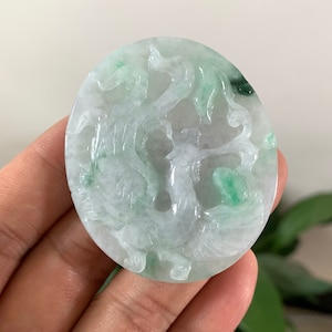 Certified Burmese Natural Green Jadeite Jade Phoenix Bird Oval Gem Summer Jewelry Pendant Necklace Gift For Men