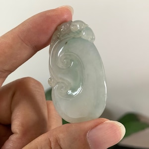A Grade Certified Burmese Natural Icy Jadeite Jade Ruyi Gemstone Pendant Fine Luck Necklace Jewelry Gifts For Dad He Men