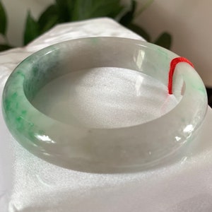 57,3 mm Certyfikowany Myanmar Naturalny Zielony Lawendowy Jadeit Jadeit Bransoletka Okrągła Bransoletka Gładkie Bransoletki Dla Kobiet