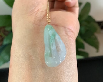 18k Rose Solid Gold Certified Burma Natural Green Jadeite Jade Wu Dao Buddha Statue 925 Silver Gemstone Gem Necklace For Women
