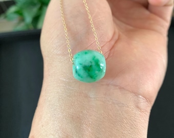 Myanmar Jadeite Lu Lu Tong Pendant: Sterling Silver Necklace