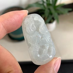 Burmese Ice Jade Lion Pendant: Natural Jadeite Carved Necklace