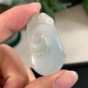 Certified Myanmar Natural Icy Jade Jadeite Ruyi Luck Feng shui Pendant Jewelry Necklace Chain For Women Men